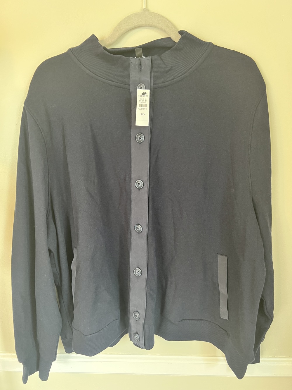 Talbots Women's Cardigan Navy Blue Size 3XP Plus Petite Cotton Blend Button Up